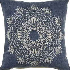 Intricate Medallion Navy and Cream Pillow