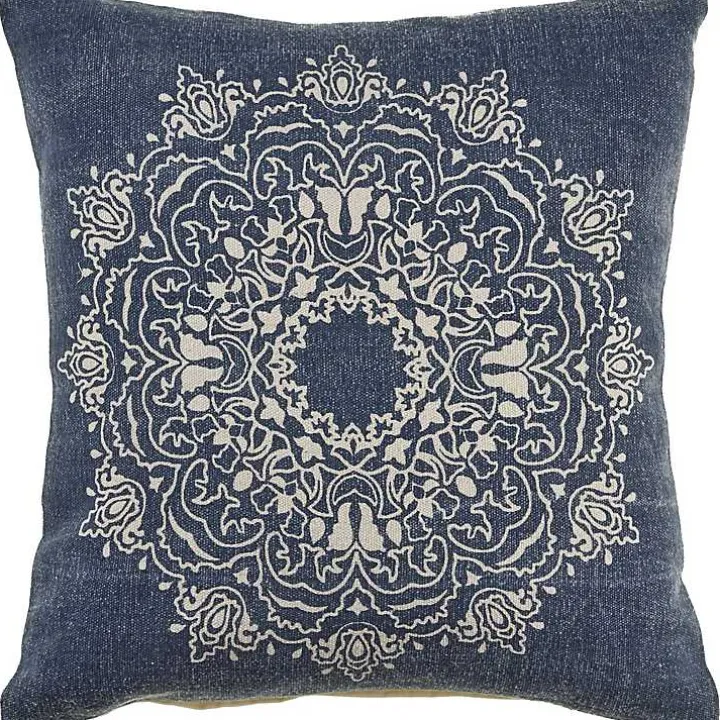 Intricate Medallion Navy and Cream Pillow