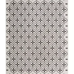 Ivory & Black Quatrefoil Indoor/Outdoor Rug, 8x10