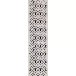 Ivory & Black Quatrefoil Indoor/Outdoor Runner