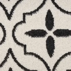 Ivory & Black Quatrefoil Indoor/Outdoor Rug, 8x10