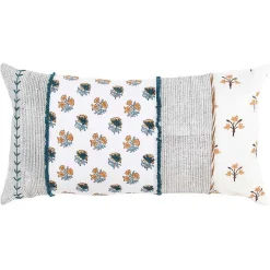 Ivory & Multicolor Botanical Lumbar Pillow