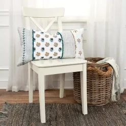 Ivory & Multicolor Botanical Lumbar Pillow