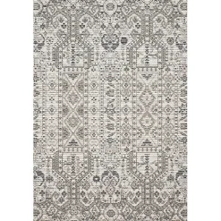Ivory and Gray Column Outdoor Area Rug, 5x7