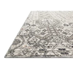 Ivory and Gray Column Outdoor Area Rug, 5x7