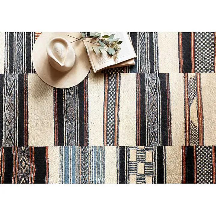 Ivory and Multicolored Tribal Outdoor Rug, 7x11