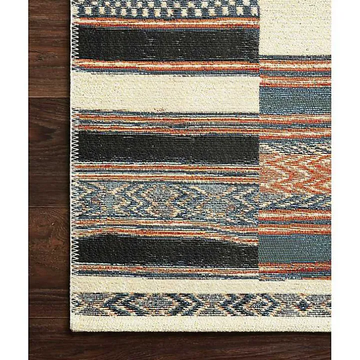 Ivory and Multicolored Tribal Outdoor Rug, 6x9