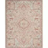 Ivory and Rose Floral Medallion Area Rug, 5x7