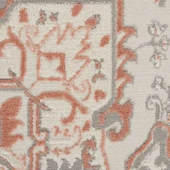 Ivory and Rose Floral Medallion Area Rug, 5x7