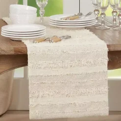 Ivory and Sand Textured Stripe Table Runner