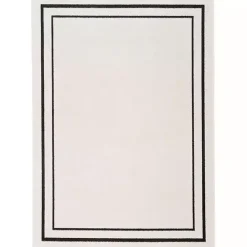 Ivory Bordered Indoor/Outdoor Area Rug, 6x9