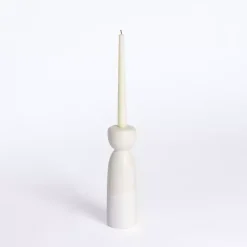 Ivory Ceramic Taper Candle Holder, 10 in.