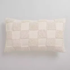 Ivory Checkerboard Lumbar Pillow