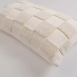 Ivory Checkerboard Lumbar Pillow