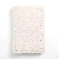 Ivory Chenille Cable Knit Throw