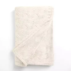 Ivory Chenille Cable Knit Throw