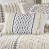 Ivory Cotton Embroidered Tassel Accent Pillow