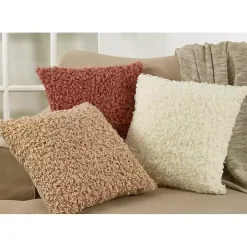 Ivory Curly Faux Lamb Fur Pillow