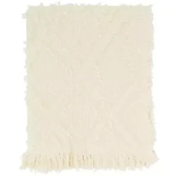 Ivory Diamond Pattern Throw Blanket