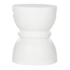 Ivory Drum Accent Table with Handles