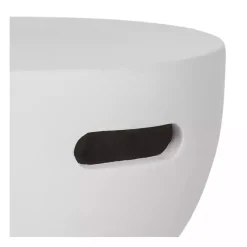 Ivory Drum Accent Table with Handles