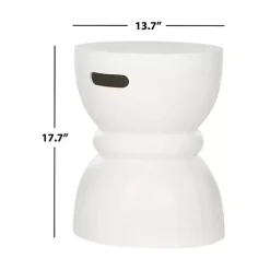 Ivory Drum Accent Table with Handles