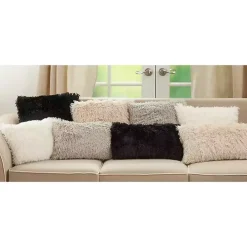 Ivory Faux Fur Throw Pillow