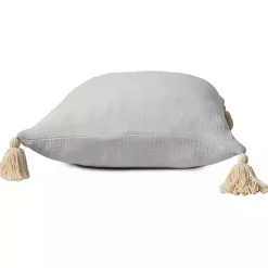 Ivory Gauze Organic Tassel Throw Pillow