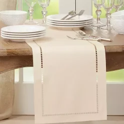 Ivory Hemstitch Border Table Runner