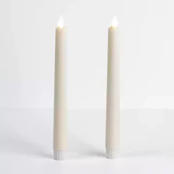 Ivory LED Soft Flame Taper Candles, Set of 2