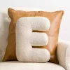Ivory Letter E Boucle Pillow