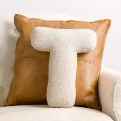 Ivory Letter T Boucle Pillow