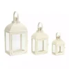 Ivory Metal Slope Top Lanterns, Set of 3