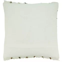 Ivory Striped Fringe Oversized Throw Pillow