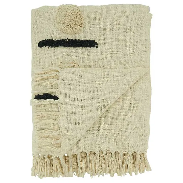 Ivory Tufted Dots and Dashes Throw