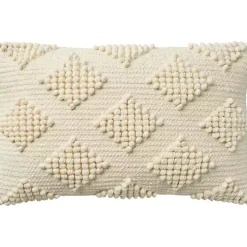 Ivory Woven Diamonds Lumbar Pillow
