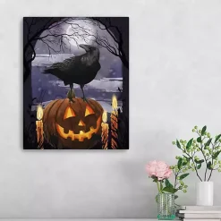 Jack-O-Lantern and Raven Canvas Art Print