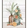 Jars with Oranges Christmas Canvas Wall Plaque