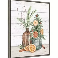 Jars with Oranges Christmas Canvas Wall Plaque