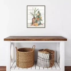 Jars with Oranges Christmas Canvas Wall Plaque