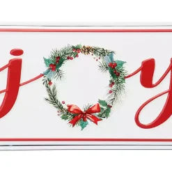 Joy Christmas Wreath Metal Wall Sign