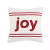 Joy Double Stripe Christmas Throw Pillow