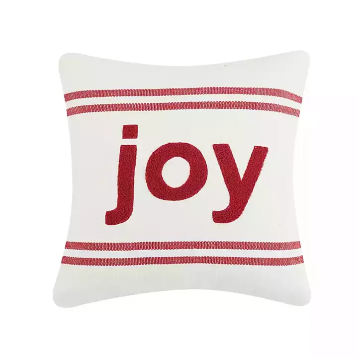 Joy Double Stripe Christmas Throw Pillow