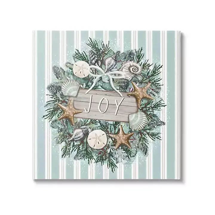 Joy Seashell Wreath Canvas Art Print