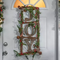 Joy Window Pane Wreath Wall Plaques, Set of 2