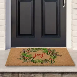 Joy Wreath Decorative Christmas Doormat