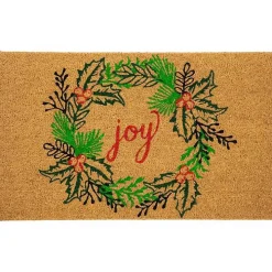 Joy Wreath Decorative Christmas Doormat