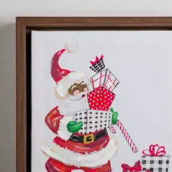 Joyful Santa with Presents Framed Canvas Art Print