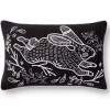 Jumping Bunny Embroidered Easter Throw Pillow
