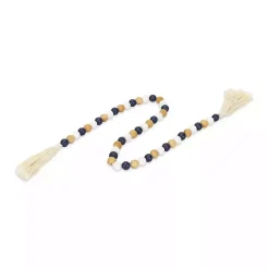 Kara Brown and Blue Beaded Wood Decorative Garland